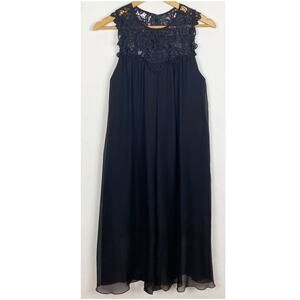 Shoshanna Midnight Black Lace Chiffon Sleeveless Dress Size 0